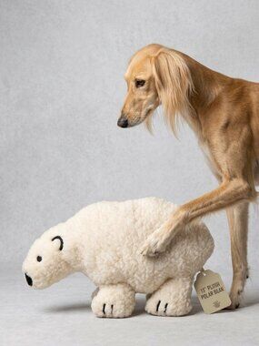 Lola the Polar Bear Fleece Dog Toy-Durable Double-Stitched Squeaker &Crinkle Toy